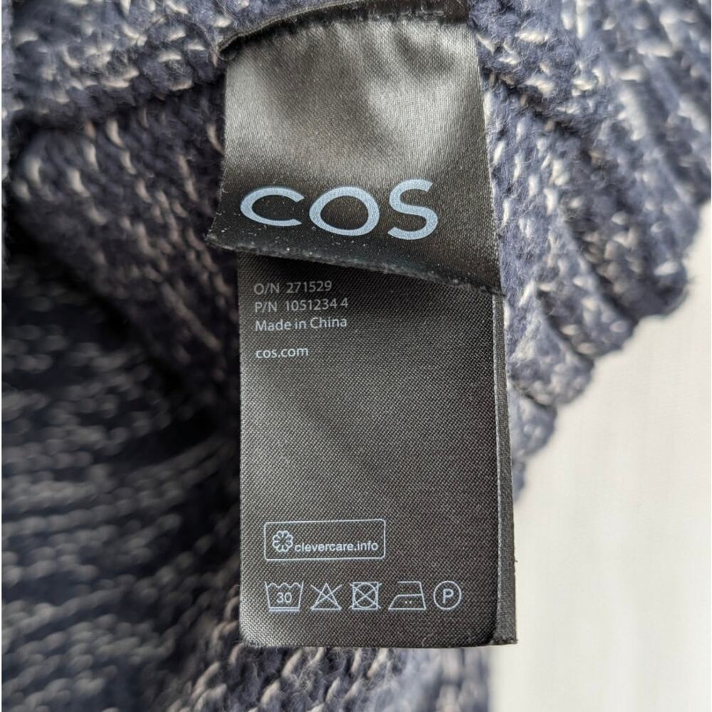 COS Contrast-Knit Jumper Womens M Dark Gray Wool Blend Long Sleeve Crewneck - Picture 8 of 8